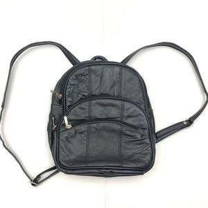 Vintage Black Leather mini backpack purse handbag